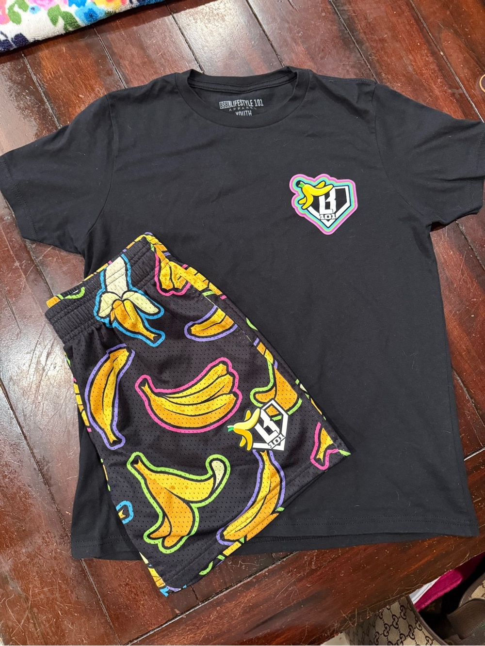 Baseball 101 Banana Print Shorts Set